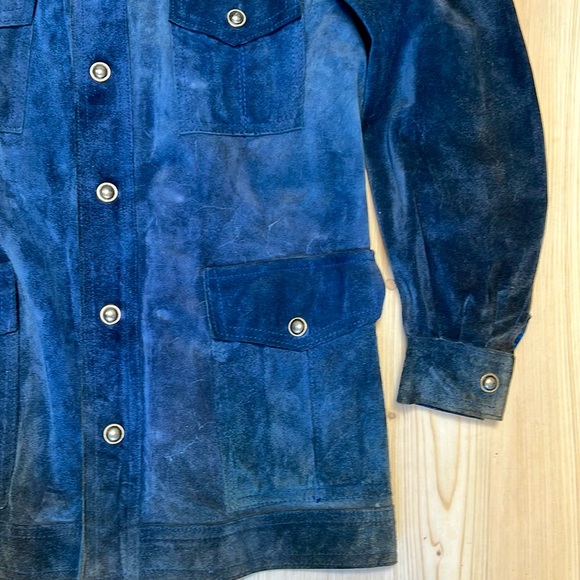 American Vintage Blue & Suede Leather Reversible Jacket - Picture 6 of 16